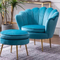 Italian style green pink single sitting highback velvet armchair sofa chair for hotel round lobby office living room