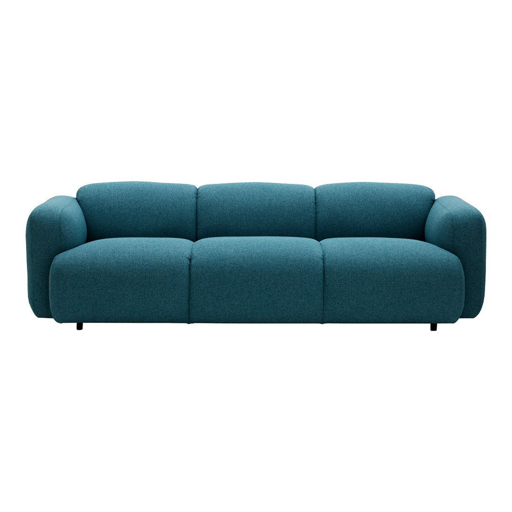 Corrie Round Arm Sofa Linen Stable 3-Seater Sofa