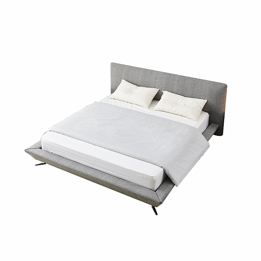 Amaya Fabric Gray Simple Bed Frame King Size