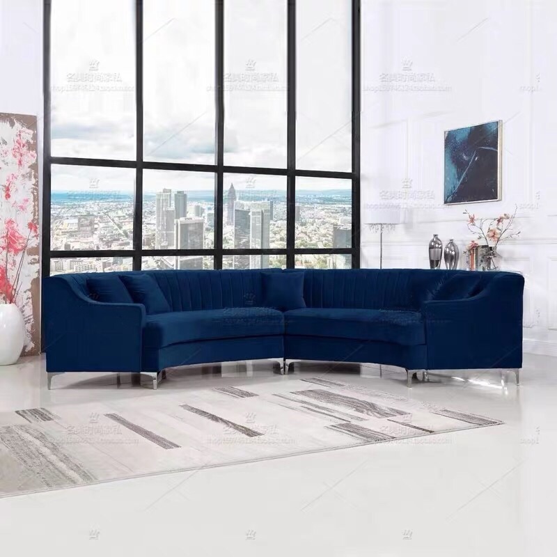 custom modern simple style fabric contemporary furniture half moon sofa