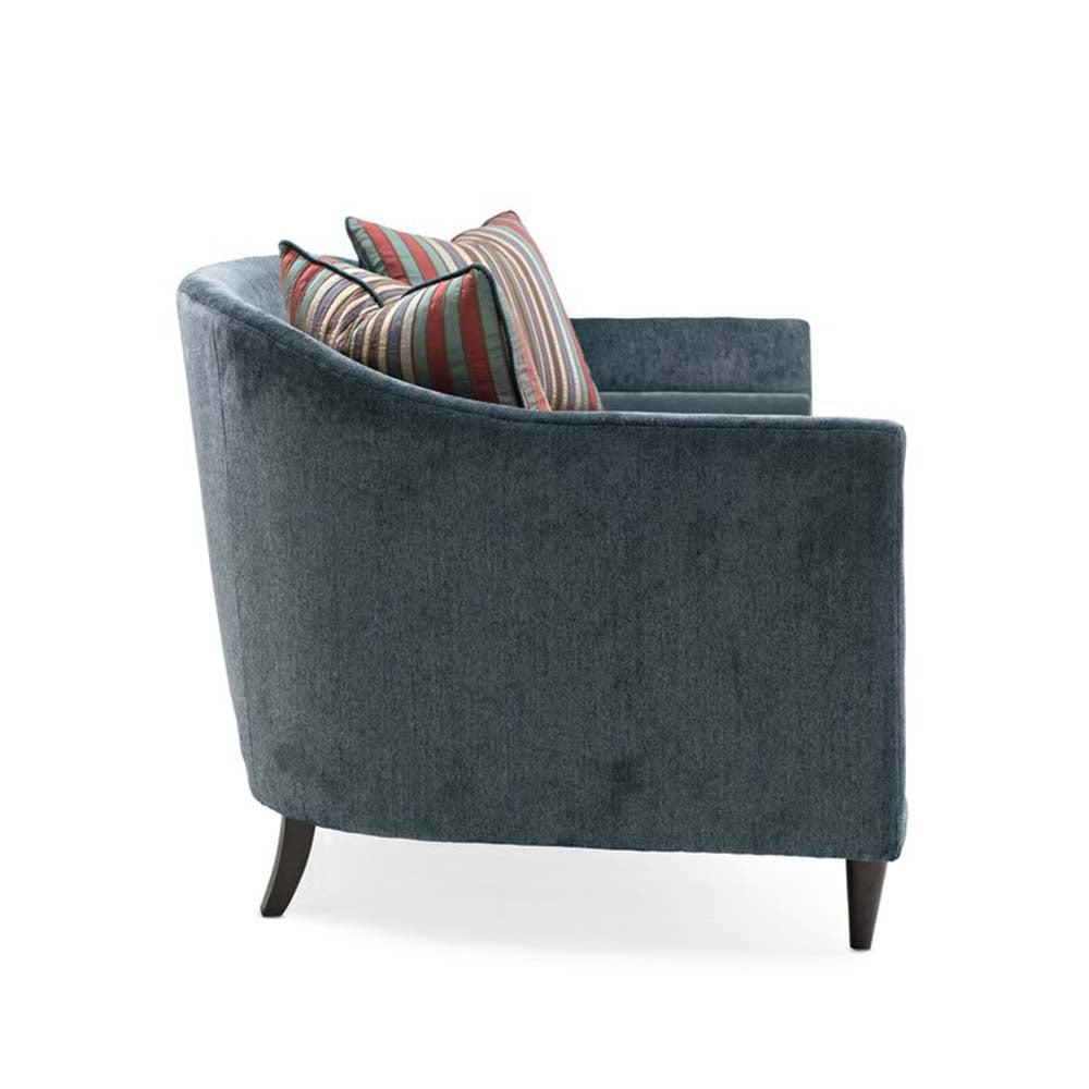 Carol Flannelette Double Edge Sofa 3-Seater Blue Sofa