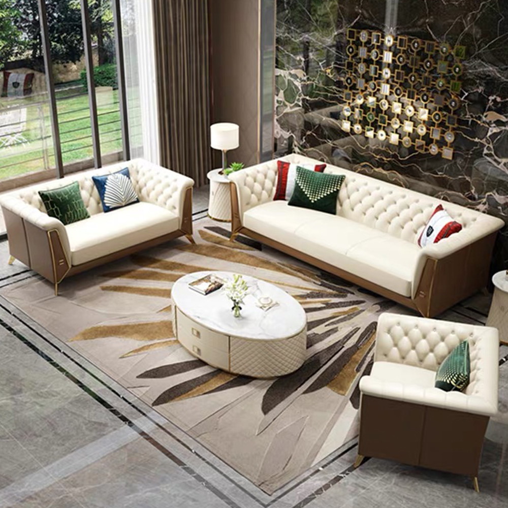 Custom Modern Genuine Home Furniture Curved Round White Leather Sectional Recliner Sofa Set