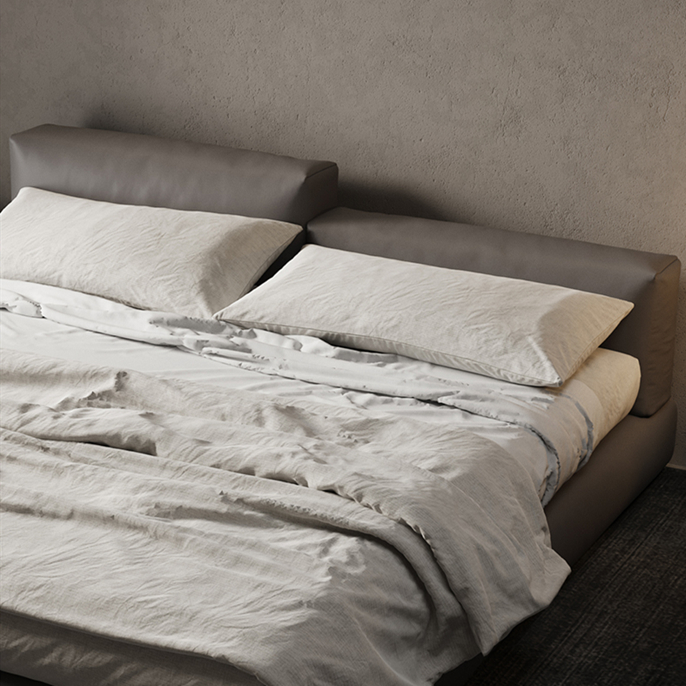 Eisa Technical Fabric Contemporary Minimalist Bed Frame King Size