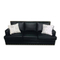 China modern hotel office luxury 3 seater black sitting room leather couches living room sofa set