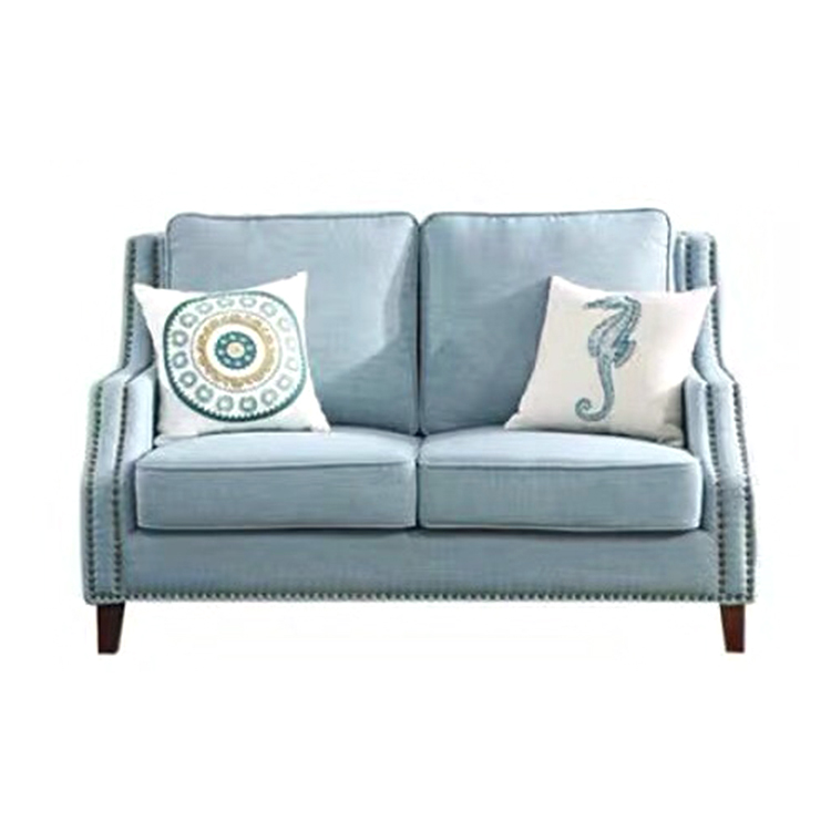Modern attractive design blue green fabric 3 seat furniture wooden fabric covers living room sofa
