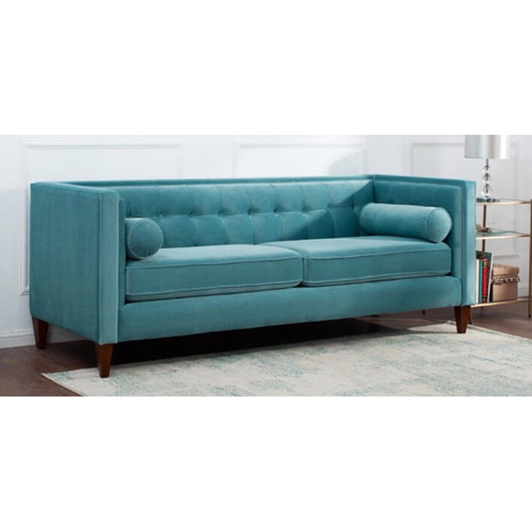 Luxury new style furniture 2 seater velvet couch sofa cama set with solid wood feet for bedroom