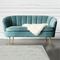 Custom classic modern green lobby gold legs stainless steel velvet lounger sofa furniture 2 seater for hotel