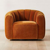 Modern Brown Single Sofa Velvet Fabric Armchair Living Room Chairs Wood Legs