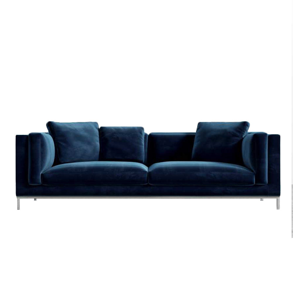 new design modular combination sofa blue sectional-sofa with silver stainless base living room furniture sofa set