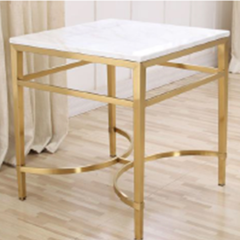 round Faux marble top gold living room coffee table bedroom side table for sale