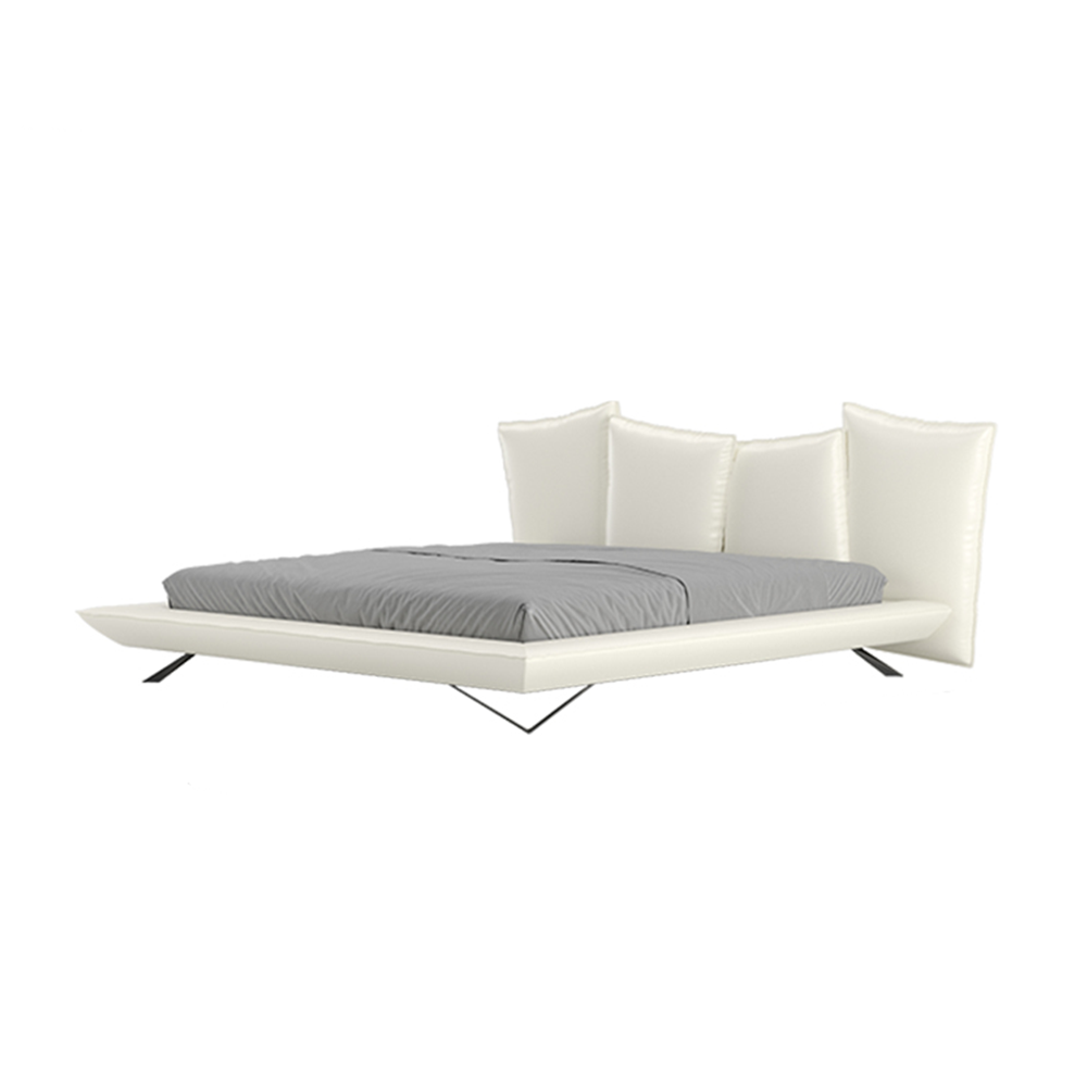Ives White Fabric Special Shaped Headboard Luxury Modern Bed Frame King Size