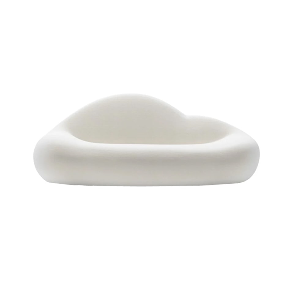 Deveraux Looped Fleece White Cloud Shaped 3-Seater Sofa