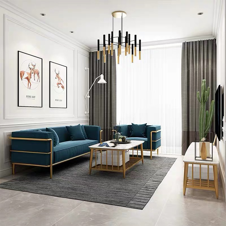 Royal style green velvet large sectional chesterfield single sofa set for house living room apartment