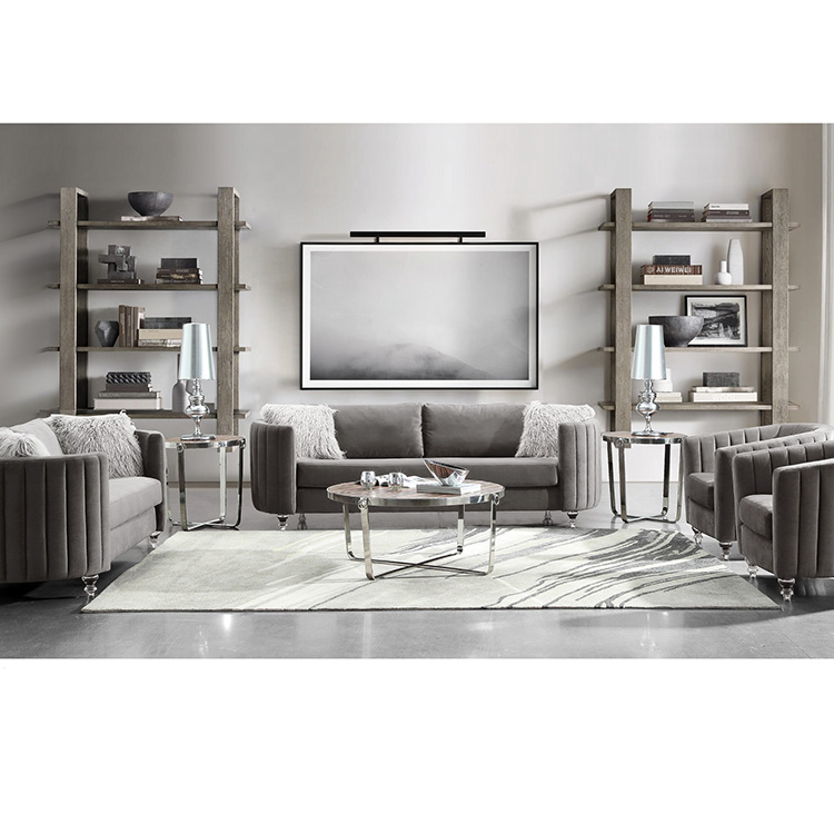 Custom design grey velvet restaurant booth 2 seater sofa chair for cafe