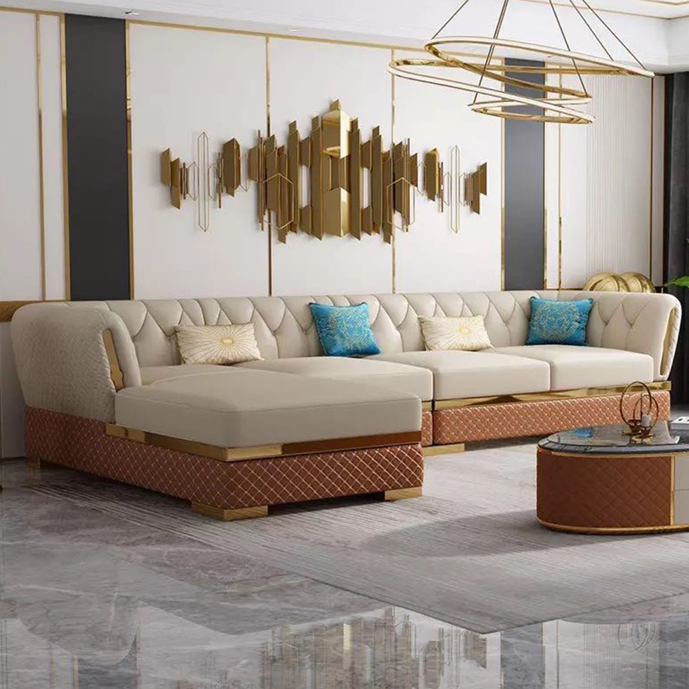 Modern Luxury Simple Super Fiber Leather Corner Italian Living Room High End Sofa