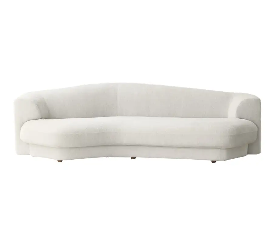 Glen Curved 3-Seater Sofa Shaped Upholstery Sofa In White/Grey/Yellow