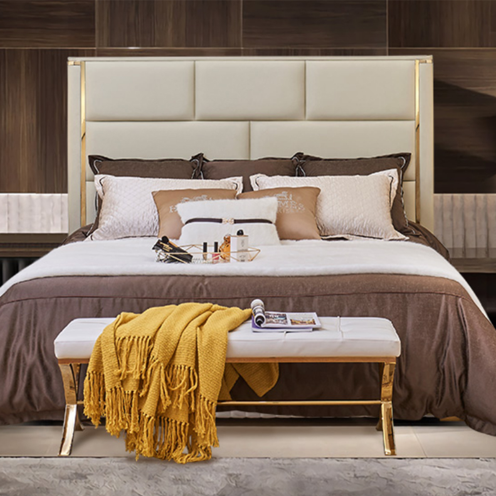 Wholesale leather double bed master bedroom modern simple designer bed light luxury bed king size