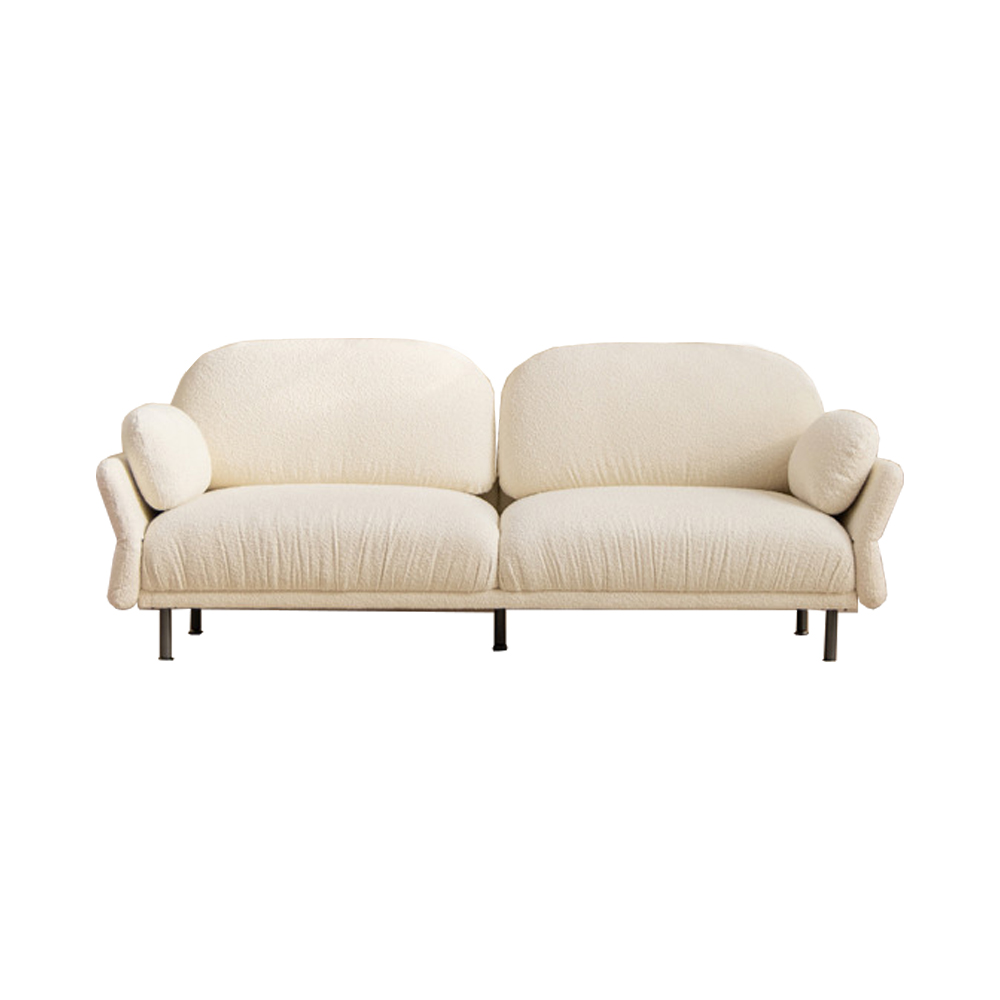 Mikala Boucle 3-Seater Arm Sofa Adjustable Backrest Sofa in White/Yellow
