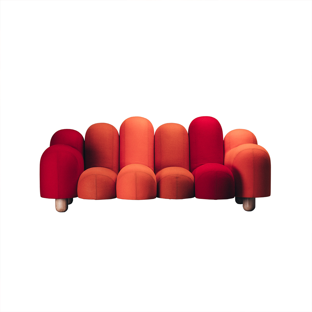 Ali Fabric Mixed Color Upholstery Sofa 3-Seater Interior Sofa