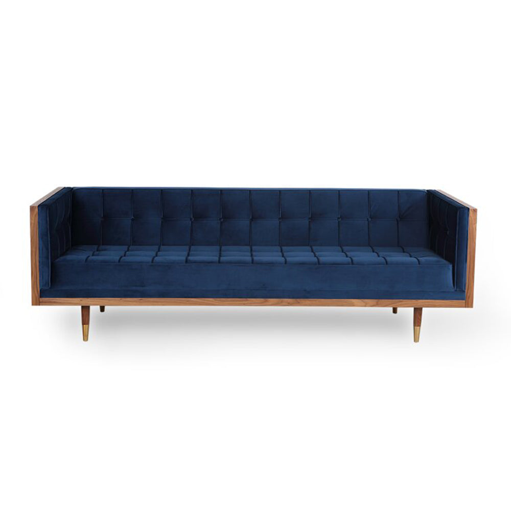Frank Flannelette Sofa 2-Seater Blue/Green/White/Black Sofa with Wood Outer Frame