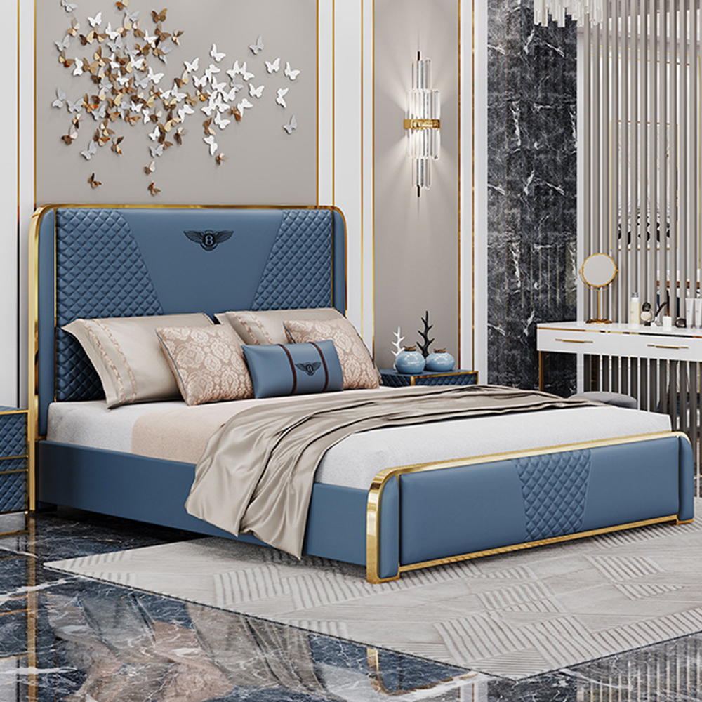 Life Home Premiere Classic Modern Latest Slat Support King Size Metal Beds Platform Wooden Bedding Set