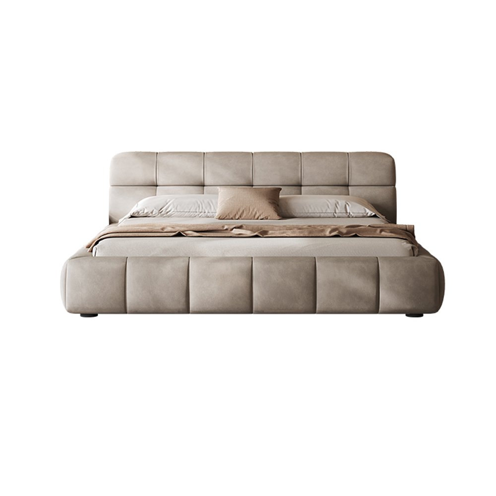 Dawes Flannelette Upholstered Brown Bed Frame King Size