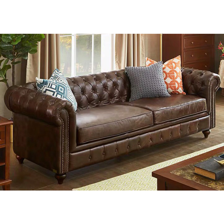 Wholesale office recliner office 7 seater chesterfield corner sofa set genuine leather for sitting room