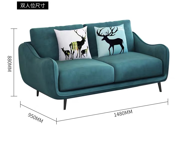 Royal Style Post Modern Home Furniture Luxury Minimalist Suede Fabric Villa 3 Seater Sofa