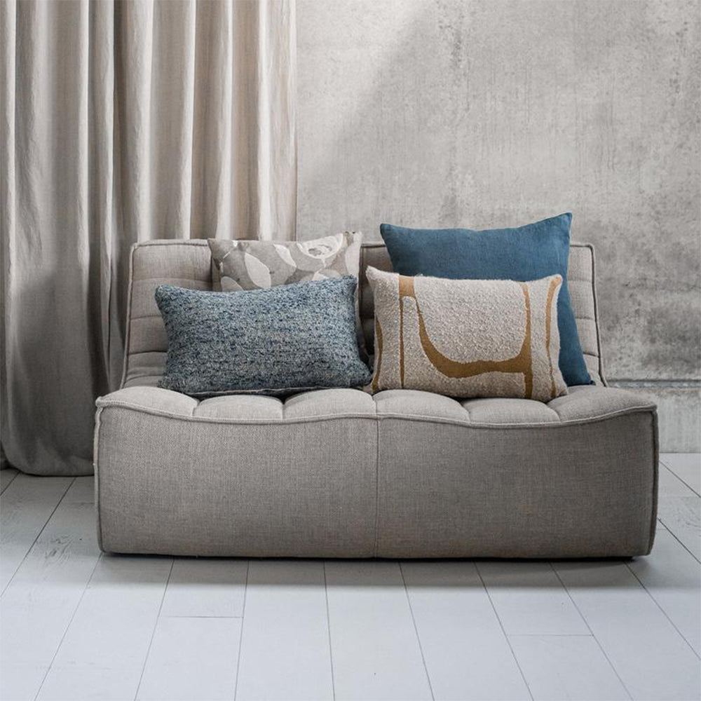  Ace 2-Seater Sofa Linen Loveseat in Beige/Black
