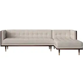 Luther Line Fabric Chaise Sectional Sofa 4-Seater Sofa set in Beige