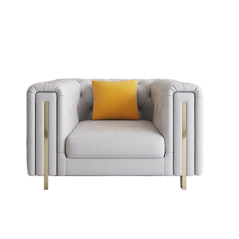 Sutton Leather Sofa Luxury Light Grey Interior Lounge Suite Sofa Set