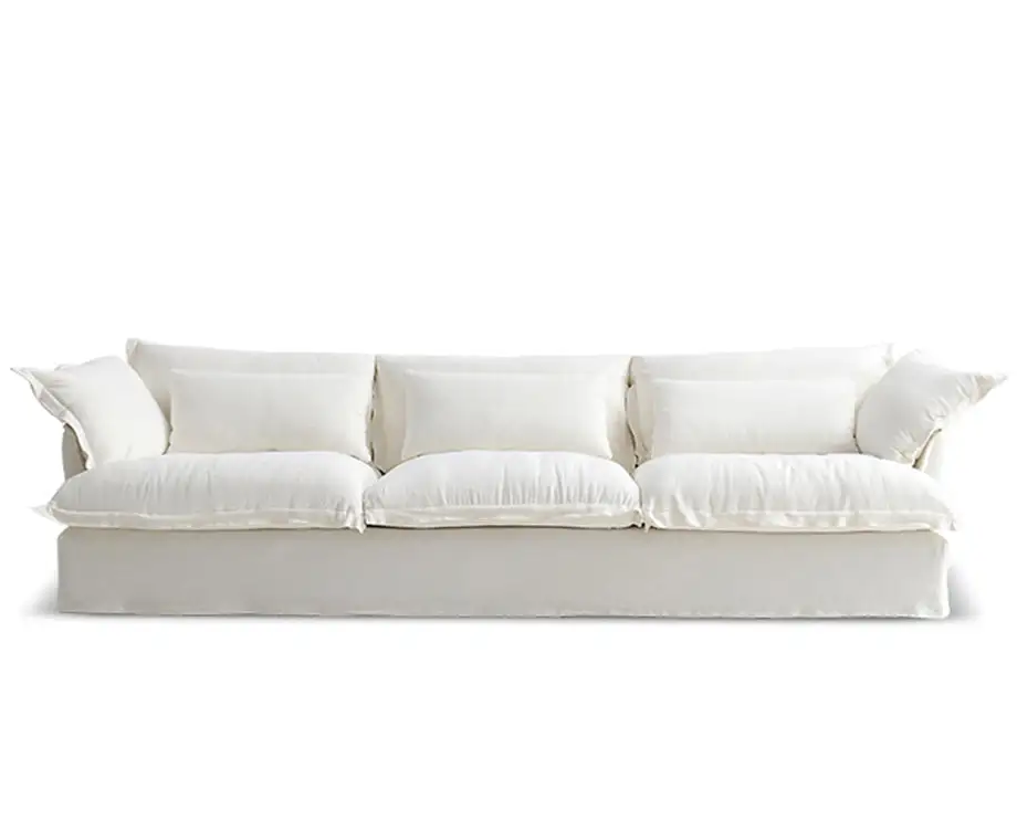 Jenny White Fabric Slipcovered 3-Seater Arm Sofa