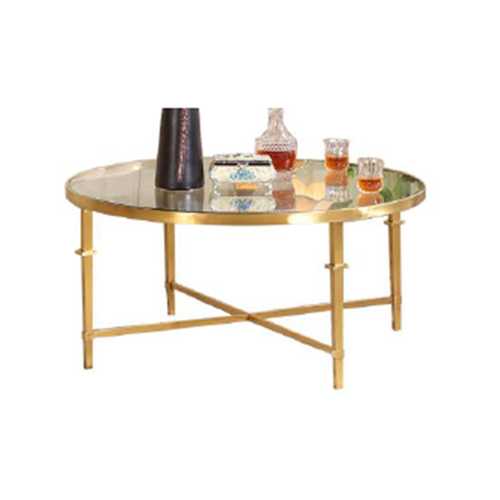 gold stainless steel metal coffee table tempered artificial marble contemporary stylish accent table sets