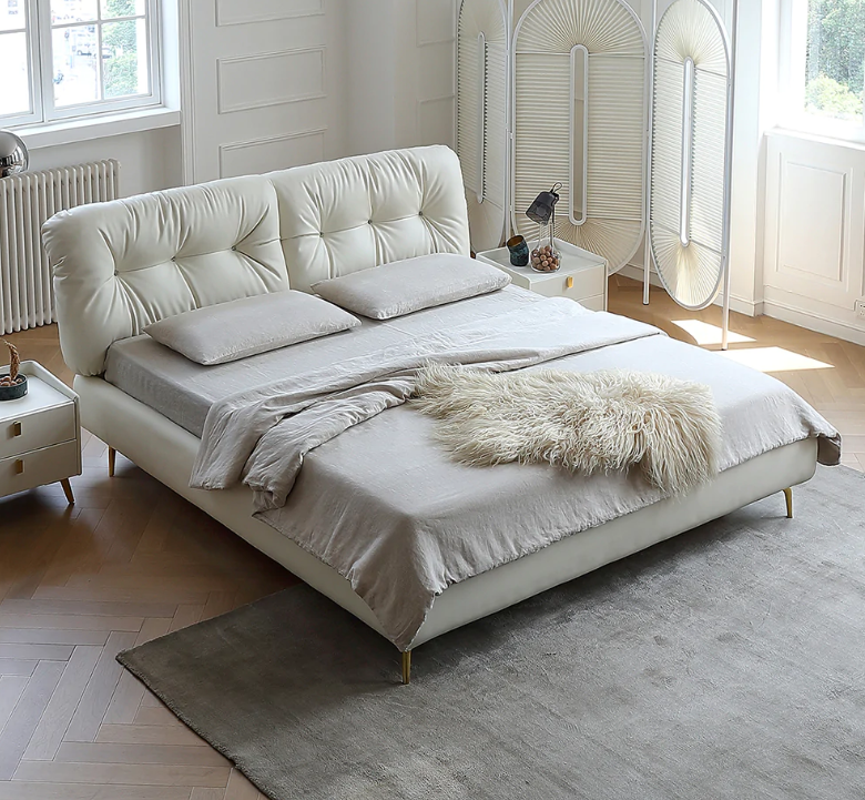 Noral White Technical Fabric Bed Frame King Size