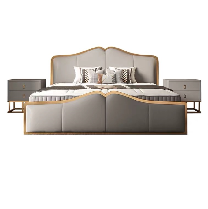 Hot Sale Metal Beds Microfiber Leather Wooden Furniture King Queen Size Bed Set for Adult Bedding Set