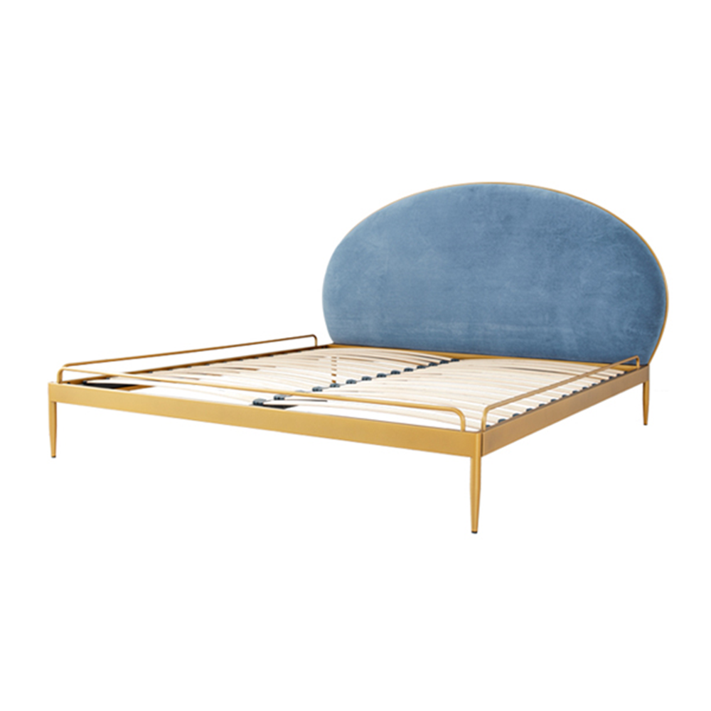 Elise Fabric Bed Frame King Size in Blue/Gray