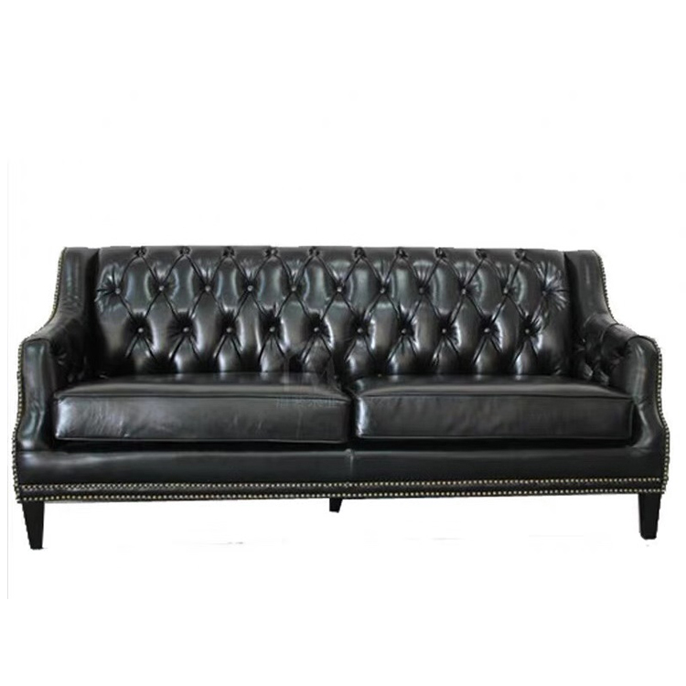 custom modern european living room furniture 3 seater sofa set of Chesterfield Leather Sofa