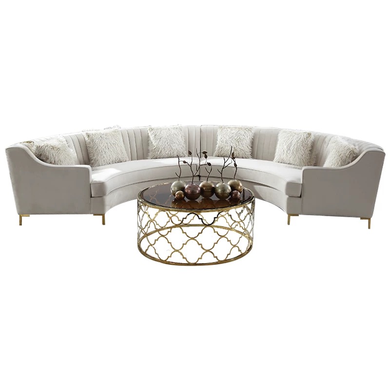 custom modern american style luxury sitting room high back corner 6 7 seater round sofa set with single chair