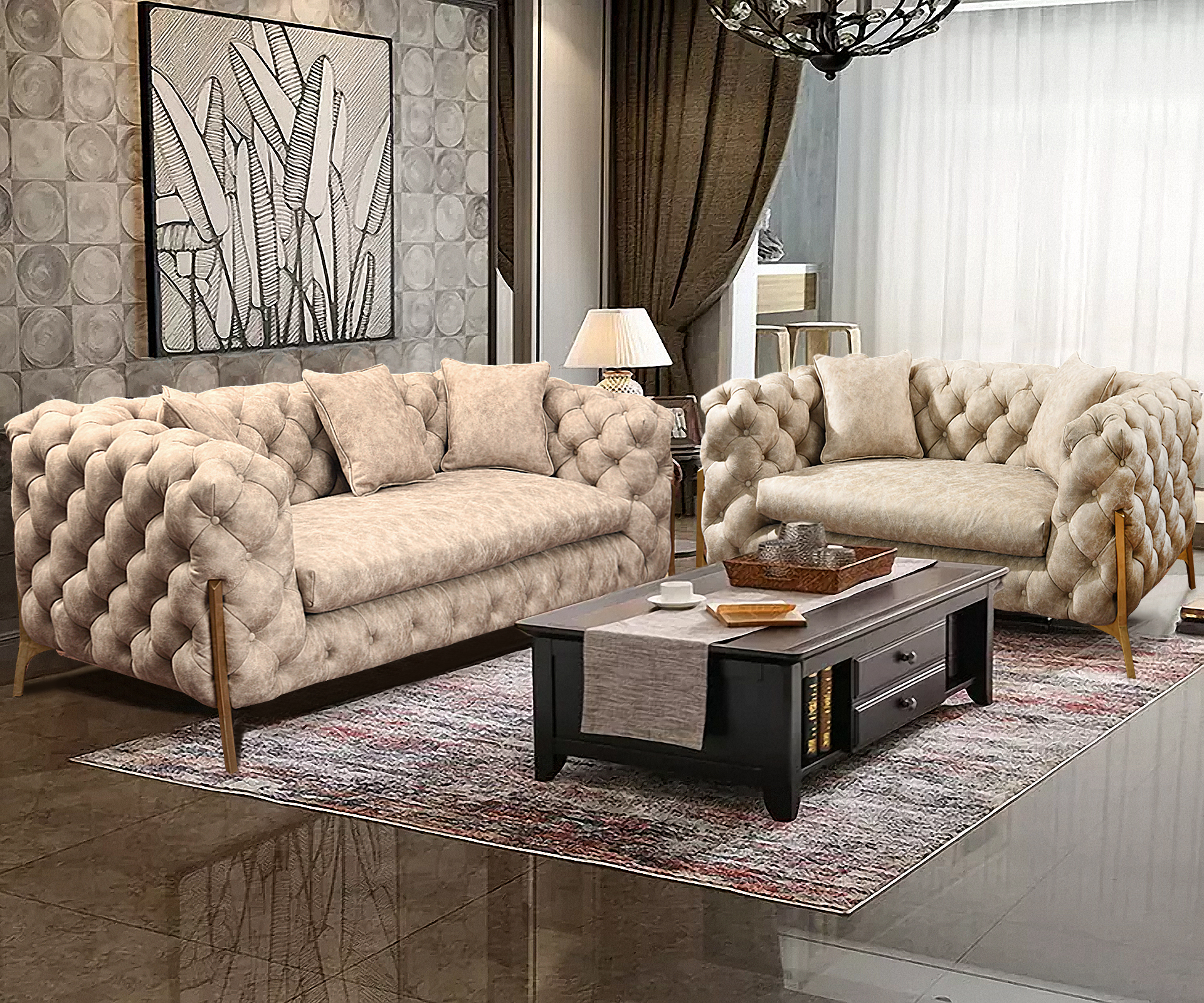 US East spot delivery warehouse including delivery fee cheap luxury yellow 5 seat living room sofa furniture set