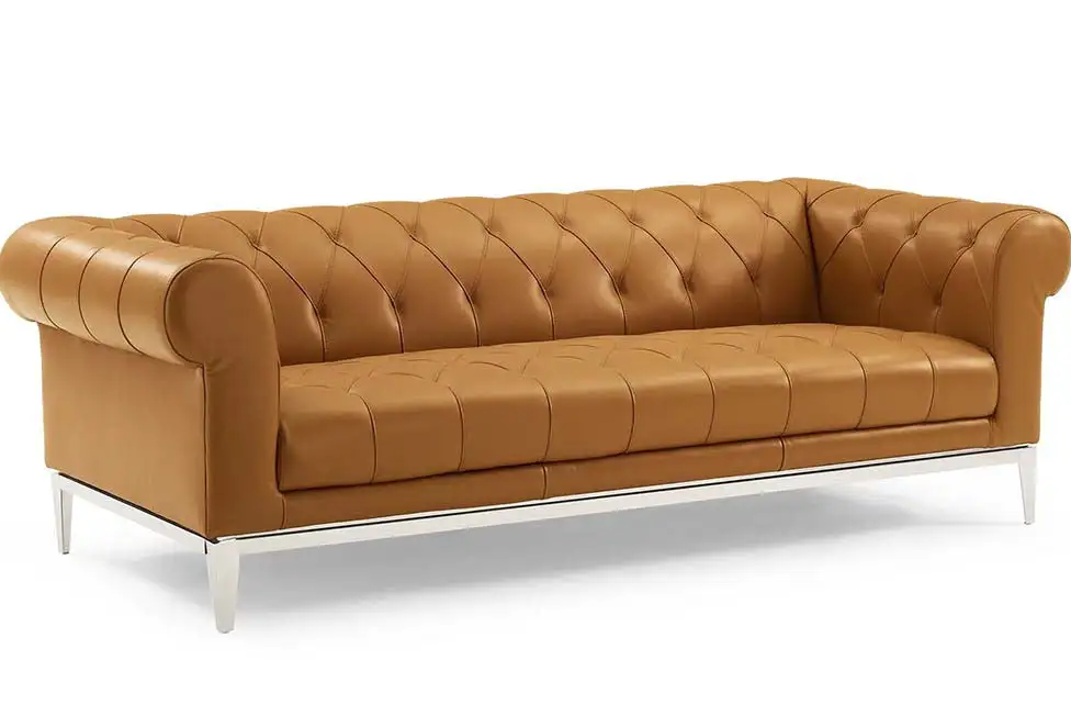 Irine Leather Sofa 3-Seater Orange Arm Sofa