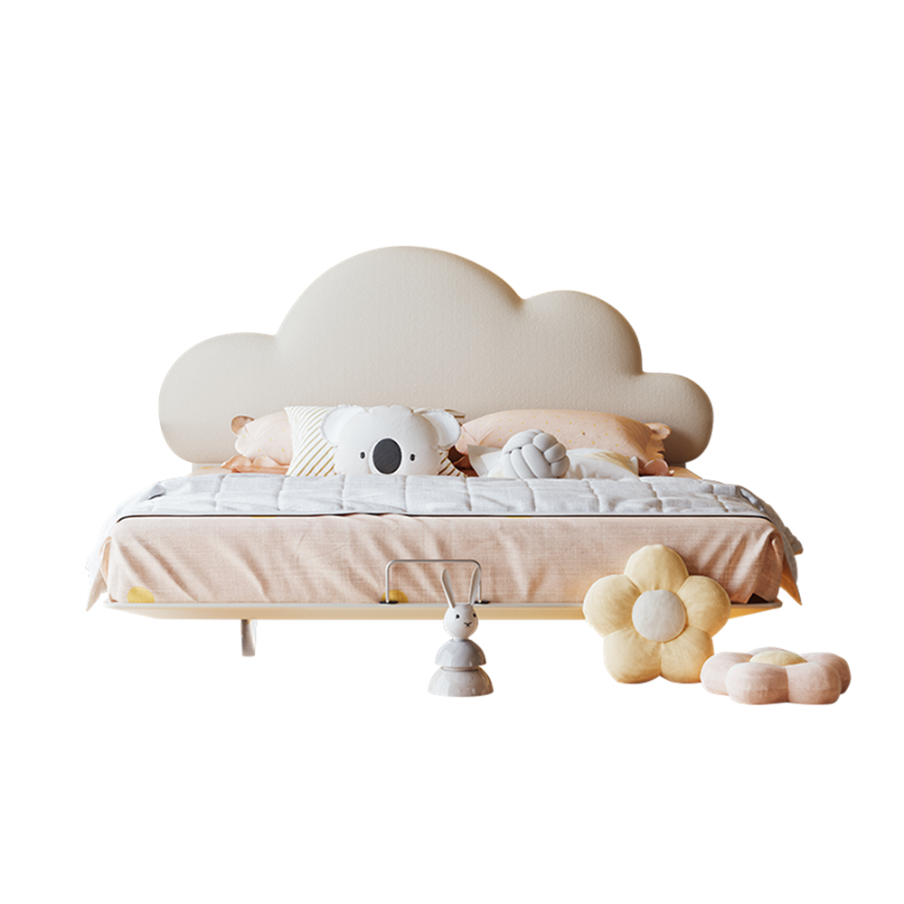 Mayra Cloud Shaped Headboard Bed Frame Queen Size with Acrylic Feet