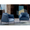 New fashion custom modern coffee house living room single blue leather sofa chair set