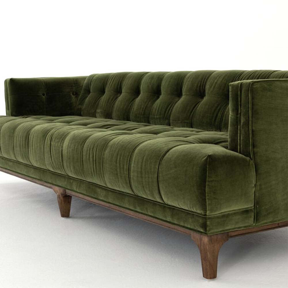 Maegan Flannel Green Sofa 3-Seater Arm Sofa