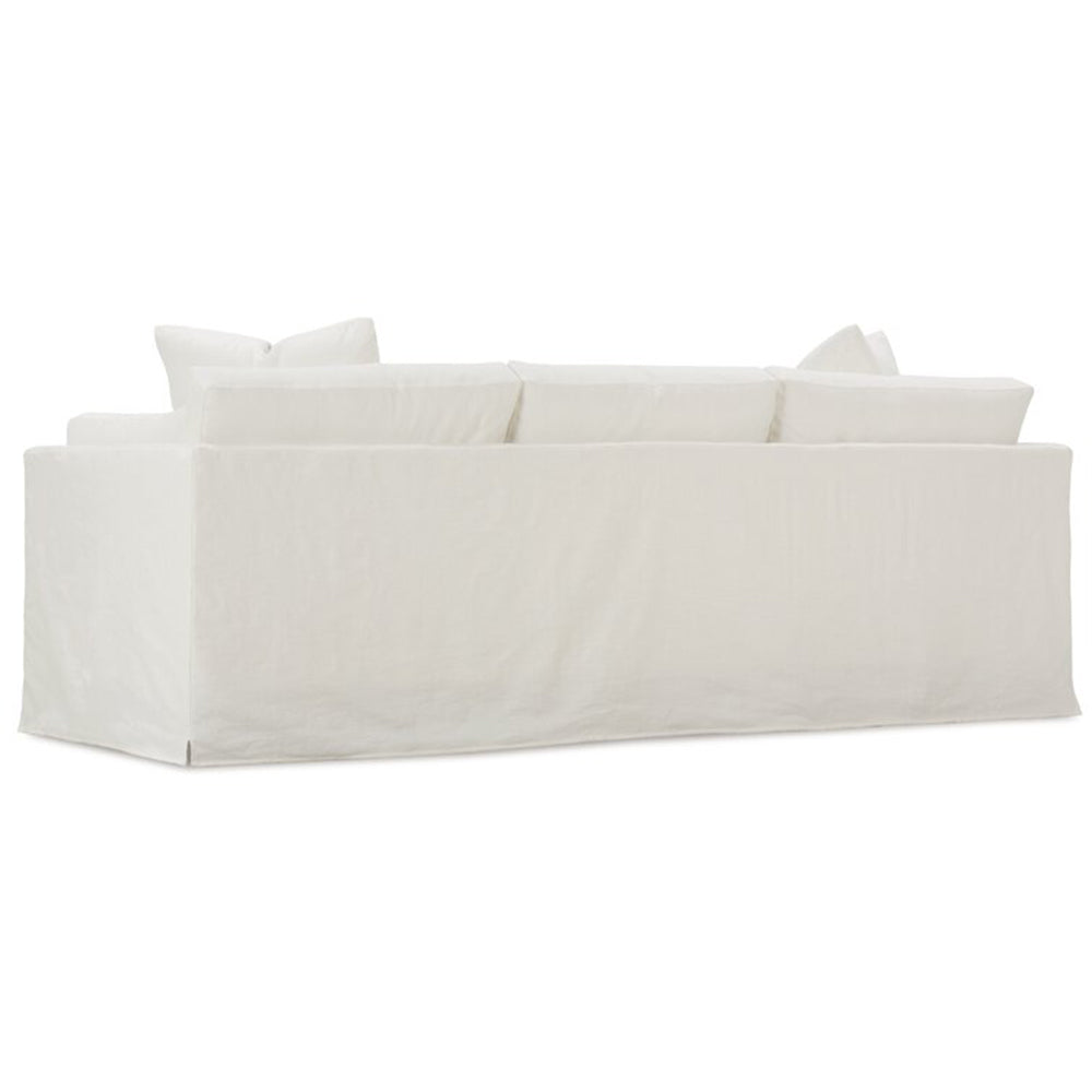 White Linen Arm Slipcovered Sofa 3 Seater Sofa with Pillows