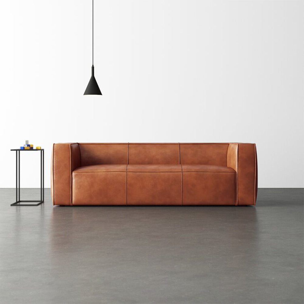 Jonason Genuine Leather Sofa 3-Seater Luxury Tan Leather Sofa