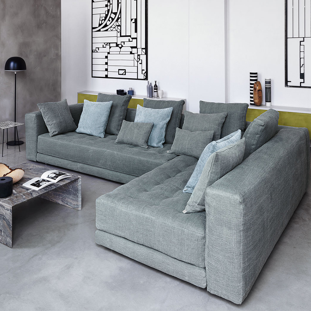 Commercial Home Furniture European Style Sectional Sofa L Shaped Velvet Sofa Set