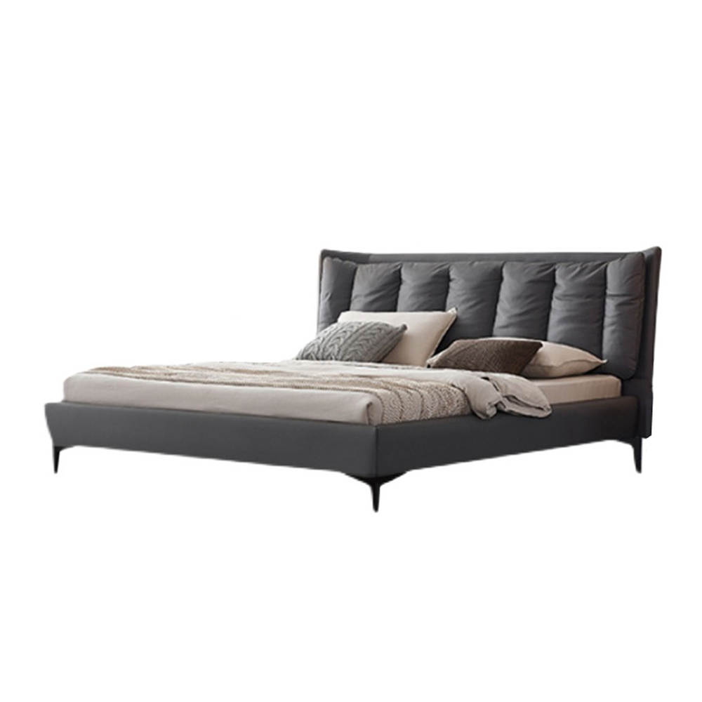 Eden Technical Fabric Upholstered Modern Bed Frame King Size in Gray/Beige/Green