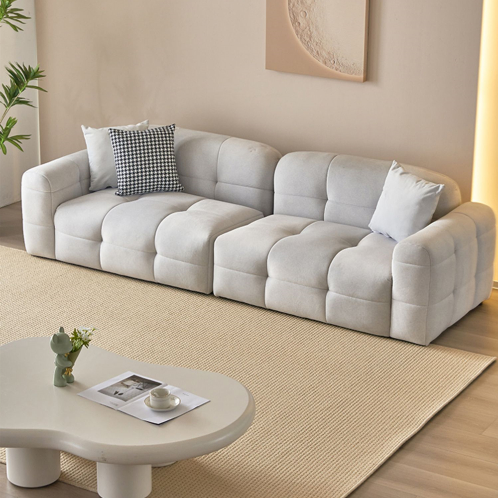 Venecia Wool Fabric 3-Seater Sofa in White/Green/Yellow/Black