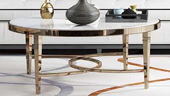 Modern Design Living Room Furniture Small Marble Round White Coffee Table with Metal Leg