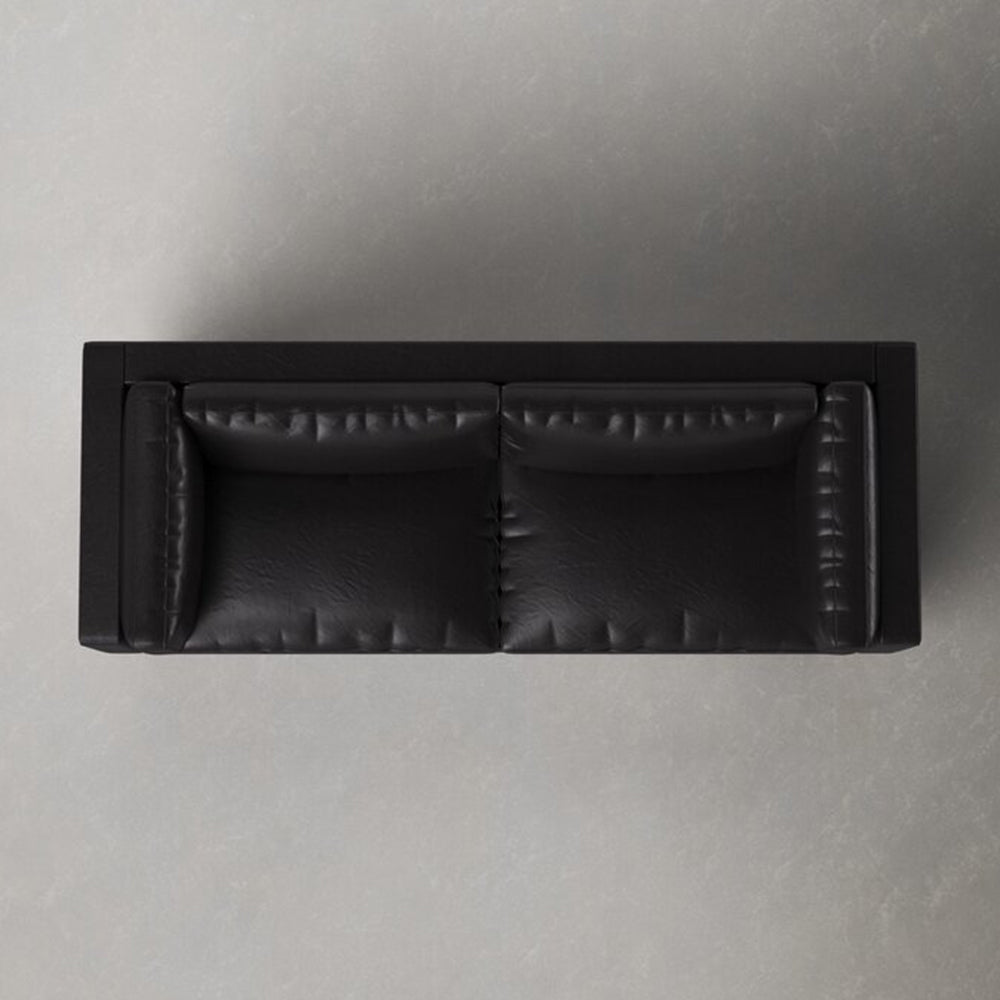 Baron Genuine Leather Black 3-Seater Sofa